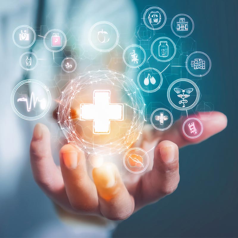 Digital illustration of health and wellness modalities. AZENA Health & Longevity specializes in treating chronic health conditions in Gainesville.